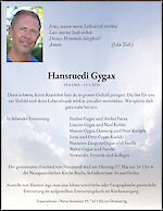 Todesanzeige Hansruedi Gygax
