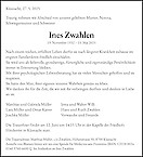 Avis de décès Ines Zwahlen, Küsnacht