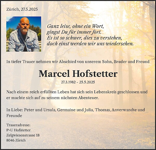 Necrologio Marcel Hofstetter