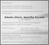 Avis de décès Antonia (Maria, Mariella) Fiscante