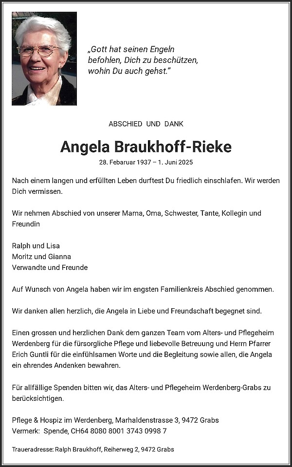 Obituary Angela Braukhoff-Rieke
