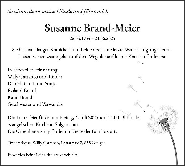 Necrologio Susanne Brand-Meier