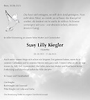 Todesanzeige Susy Lilly Kiegler, Bern