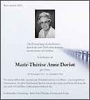 Todesanzeige Marie-Thérèse Anne Doriot