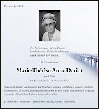 Avis de décès Marie-Thérèse Anne Doriot