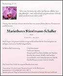 Avis de décès Marietheres Stirnimann-Schaller, Rothenburg