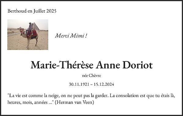 Todesanzeige von Marie-Thérèse Anne Doriot