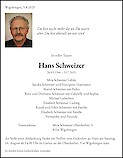 Obituary Hans Schweizer, Wigoltingen