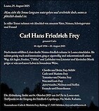 Avis de décès Carl Hans Friedrich Frey, Loano, Italien