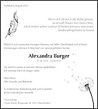 Obituary Alexandra Burger, Fislisbach