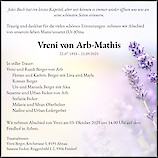 Obituary Vreni von Arb-Mathis, Arbon