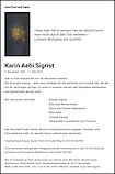 Todesanzeige Karin Aebi Sigrist