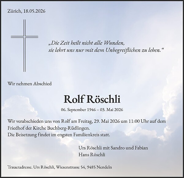 Todesanzeige von Rolf R&ouml;schli
