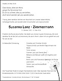 Todesanzeige Susanna Lanz - Zimmermann