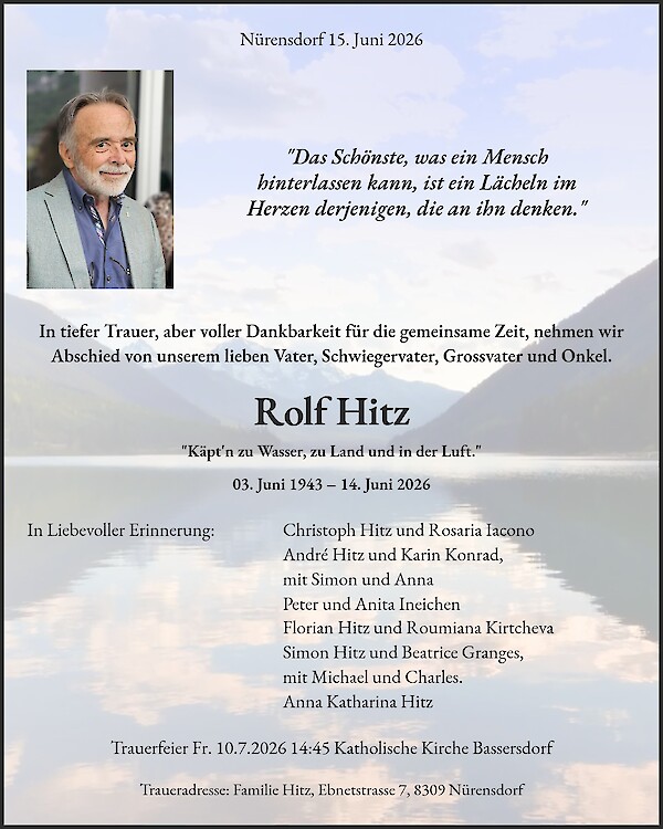 Todesanzeige von Rolf Hitz