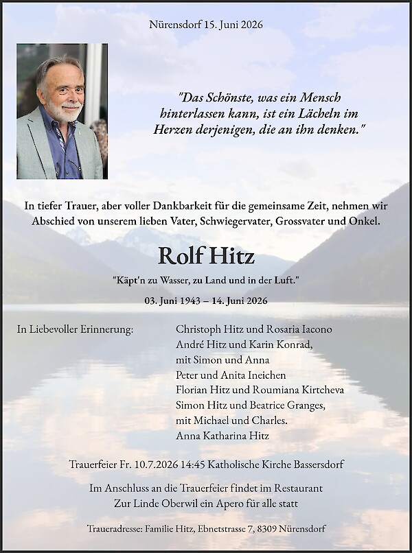 Todesanzeige von Rolf Hitz