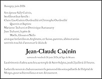 Todesanzeige Jean-Claude Cu&eacute;nin