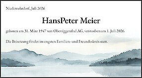 Todesanzeige HansPeter Meier