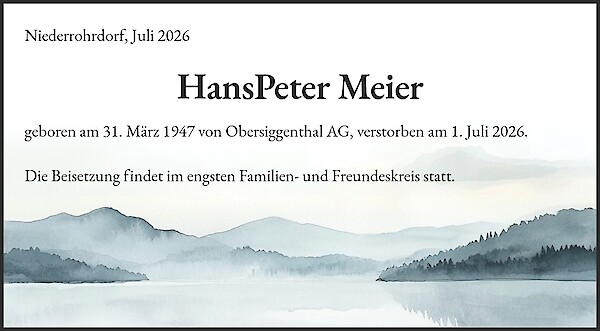 Todesanzeige von HansPeter Meier