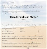 Todesanzeige Theodor Niklaus Matter