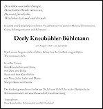 Todesanzeige Dorly Kneub&uuml;hler-B&uuml;hlmann