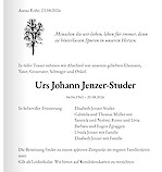 Todesanzeige Urs Johann Jenzer-Studer