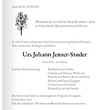 Todesanzeige Urs Johann Jenzer-Studer