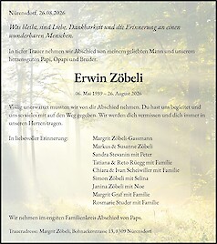 Todesanzeige Erwin Z&ouml;beli