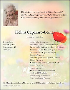 Todesanzeige Helmi Capararo-Leiner