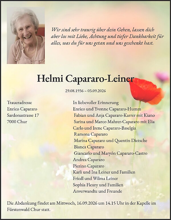 Todesanzeige von Helmi Capararo-Leiner