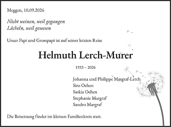 Todesanzeige von Helmuth Lerch-Murer