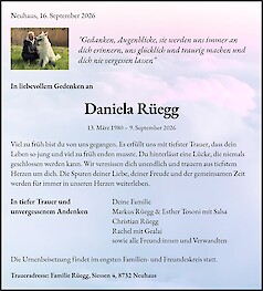 Todesanzeige Daniela R&uuml;egg