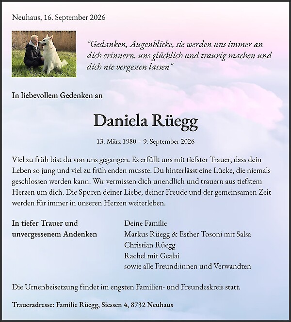 Obituary of Daniela R&uuml;egg