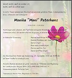 Todesanzeige Monika "Moni" Peterhans, Windisch