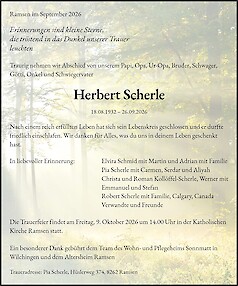 Todesanzeige Herbert Scherle
