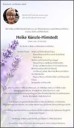 Todesanzeige Heike K&uuml;nzle-Himstedt