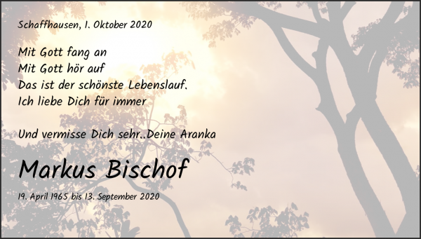 Obituary Markus Bischof, Schaffhausen