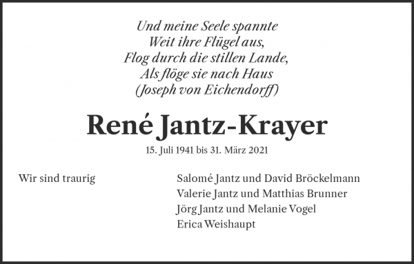 Todesanzeige von René Jantz-Krayer, Muttenz