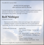 Todesanzeige Rolf Nöthiger, Grossdietwil