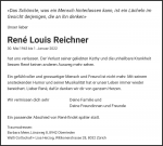 Todesanzeige René Louis Reichner, Zollikerberg