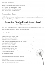 Obituary Jaqueline Gladys Hauri Jean- Mairet, Menziken