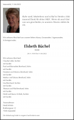 Avis de décès Elsbeth Büchel, Maienfeld