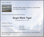 Avis de décès Sergio Mario Togni, Zürich