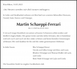 Todesanzeige Martin Schaeppi-Ferrari, Rüschlikon