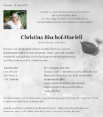 Todesanzeige Christina Bischof-Haefeli, Disentis
