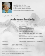 Obituary Maria Barmettler-Kündig, Hochdorf
