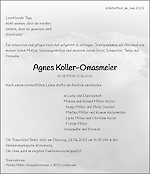 Obituary Agnes Koller-Omasmeier, Winterthur