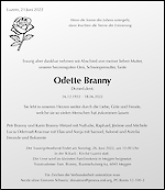 Todesanzeige Odette Branny, Horw