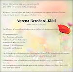 Avis de décès Verena Bernhard-Klöti, Neftenbach