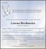 Obituary Lorenz Birchmeier, Döttingen